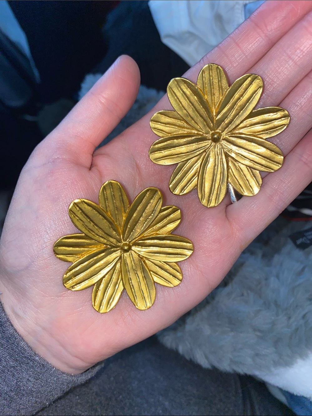 Zara Gold Floral Petal Earrings